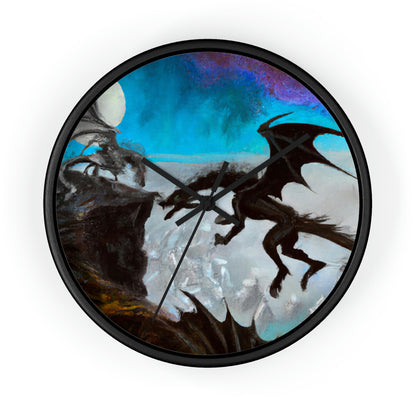 "Clash of Fire and Steel on the Moonlit Cliff" - The Alien Wall Clock