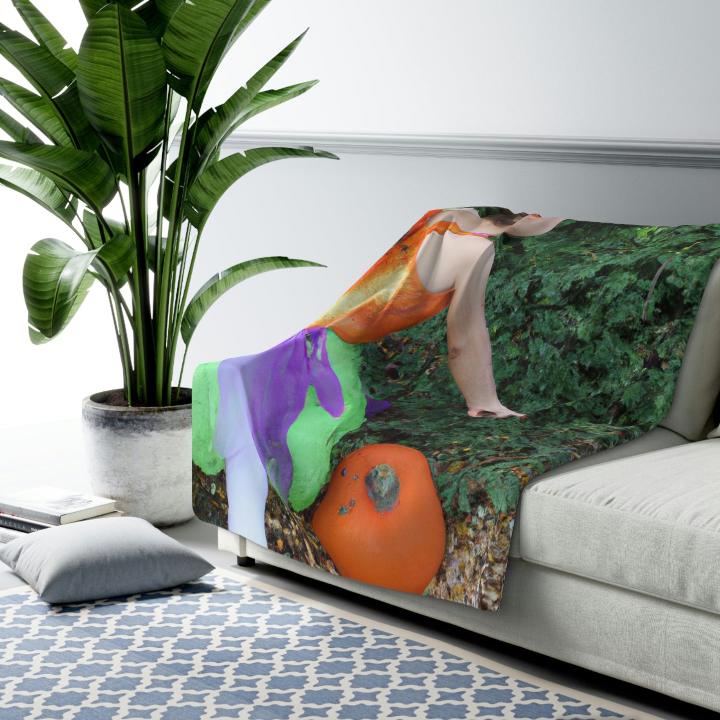 "Pixie's Pumpkin Patch Quest" - The Alien Sherpa Fleece Blanket