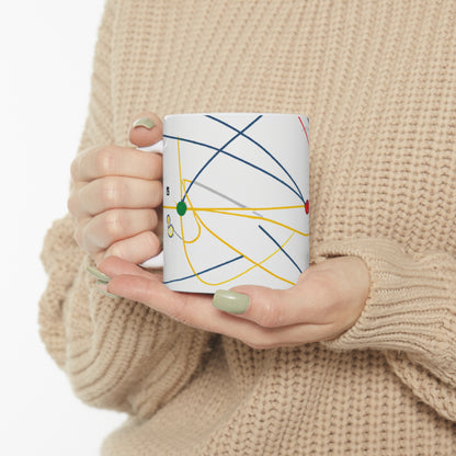 "Exploring the Dynamic Topology: Artful Visualization of a Network Structure." - The Alien Ceramic Mug 11 oz