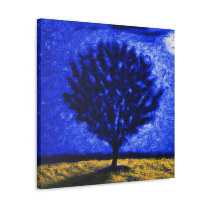 "A Lone Blue Tree in the Moonlight Field" - The Alien Canva