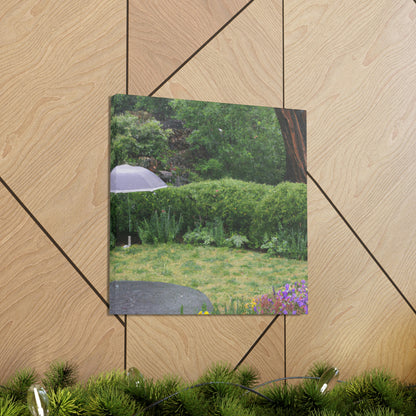 "Rainy Refuges: Uncovering the Fortune of a Garden Under an Umbrella" - The Alien Canva