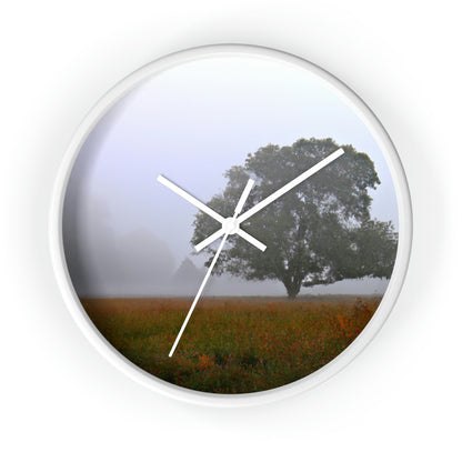 The Lonely Tree in the Foggy Meadow - The Alien Wall Clock