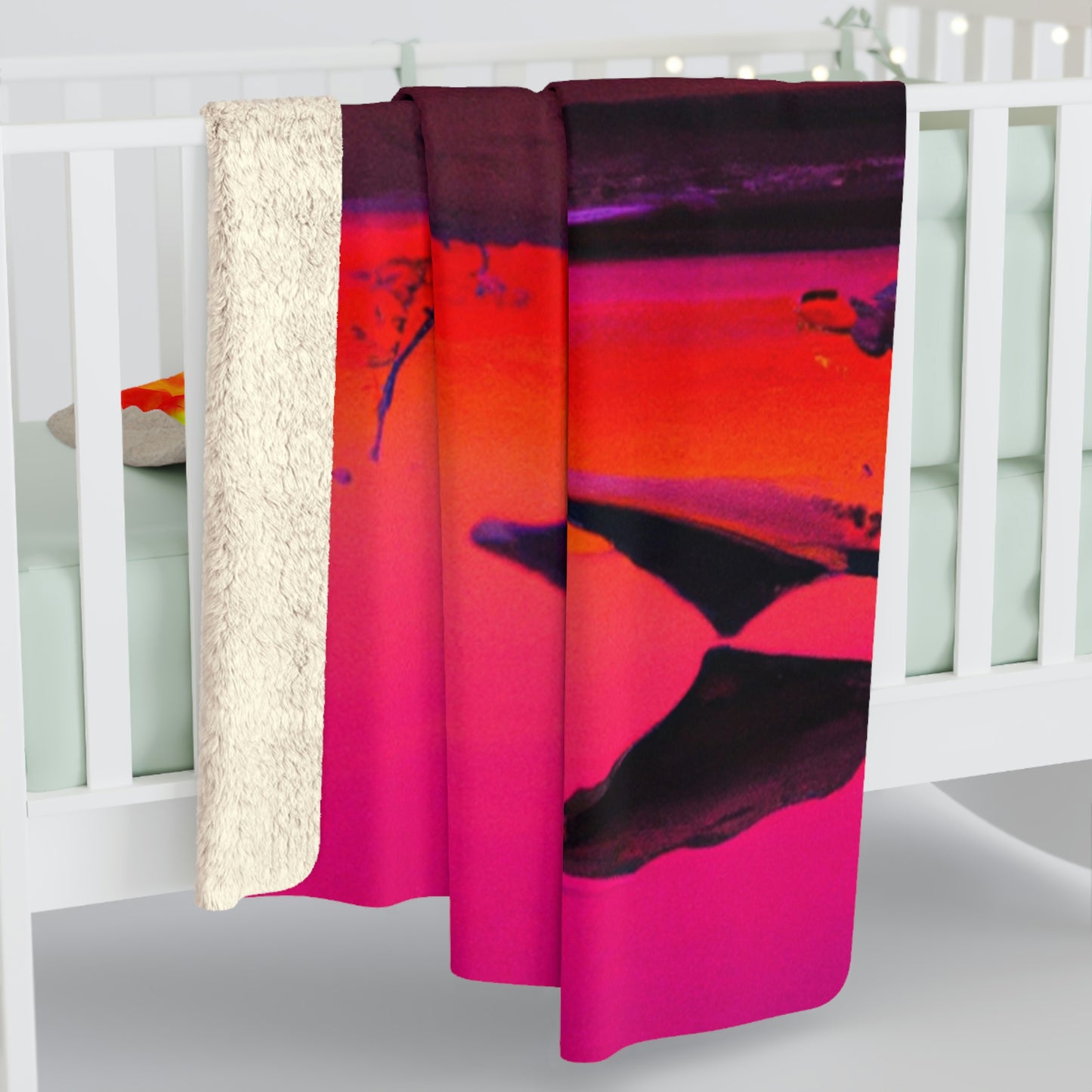 "Forgotten Solace: The Splendor of a Vibrant Sunset at an Abandoned Beach" - The Alien Sherpa Fleece Blanket