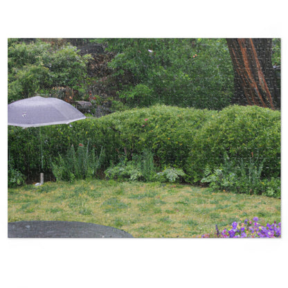 "Rainy Refuges: Uncovering the Fortune of a Garden Under an Umbrella" - The Alien Jigsaw Puzzle