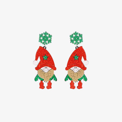 Pendientes de aleación de diamantes de imitación de Papá Noel