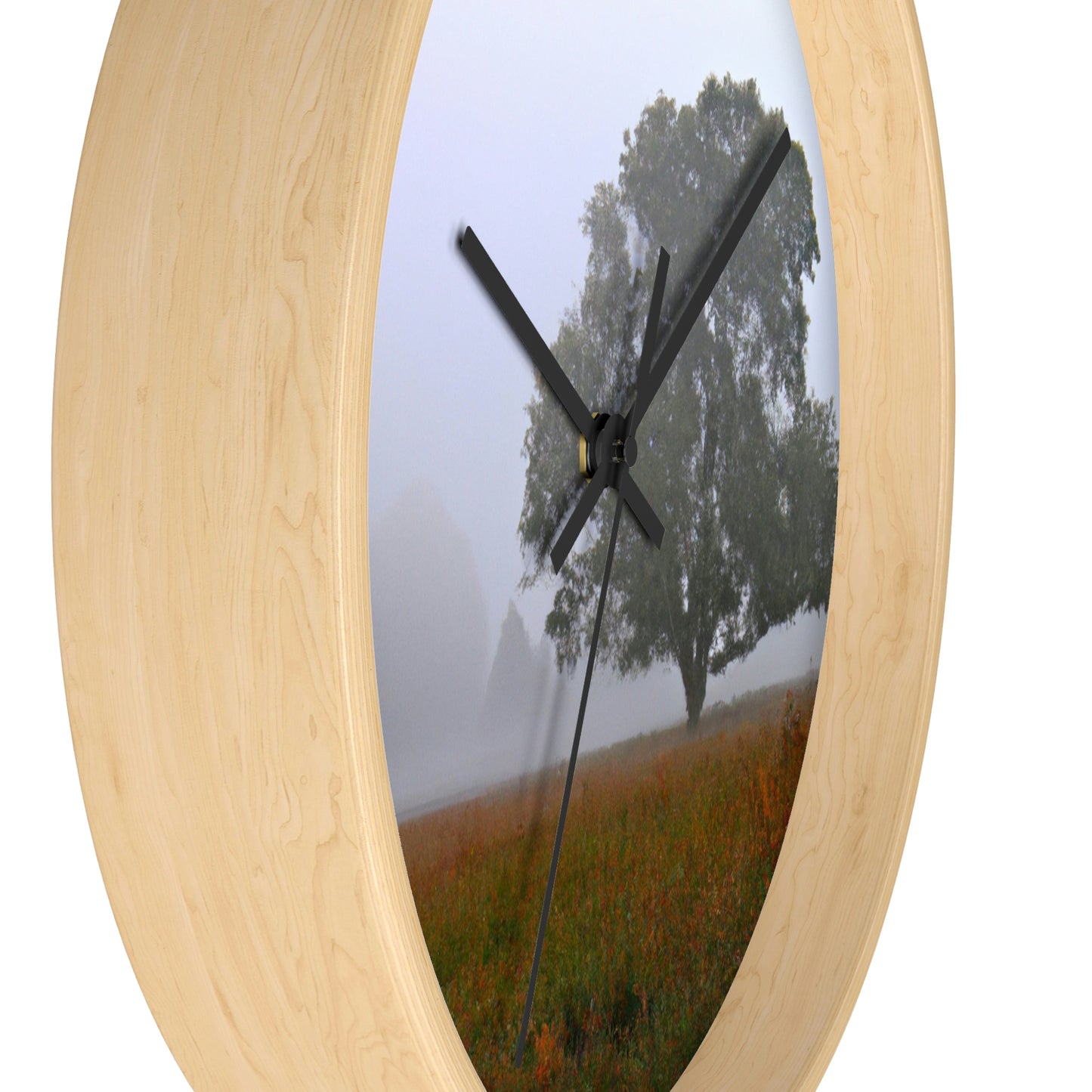 The Lonely Tree in the Foggy Meadow - The Alien Wall Clock