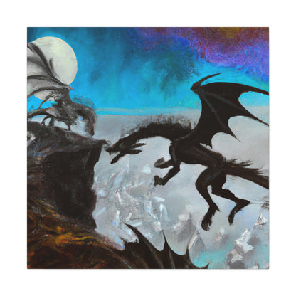 "Clash of Fire and Steel on the Moonlit Cliff" - The Alien Canva