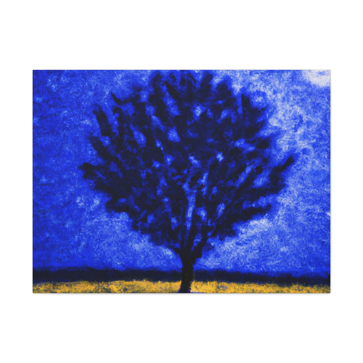 "A Lone Blue Tree in the Moonlight Field" - The Alien Canva