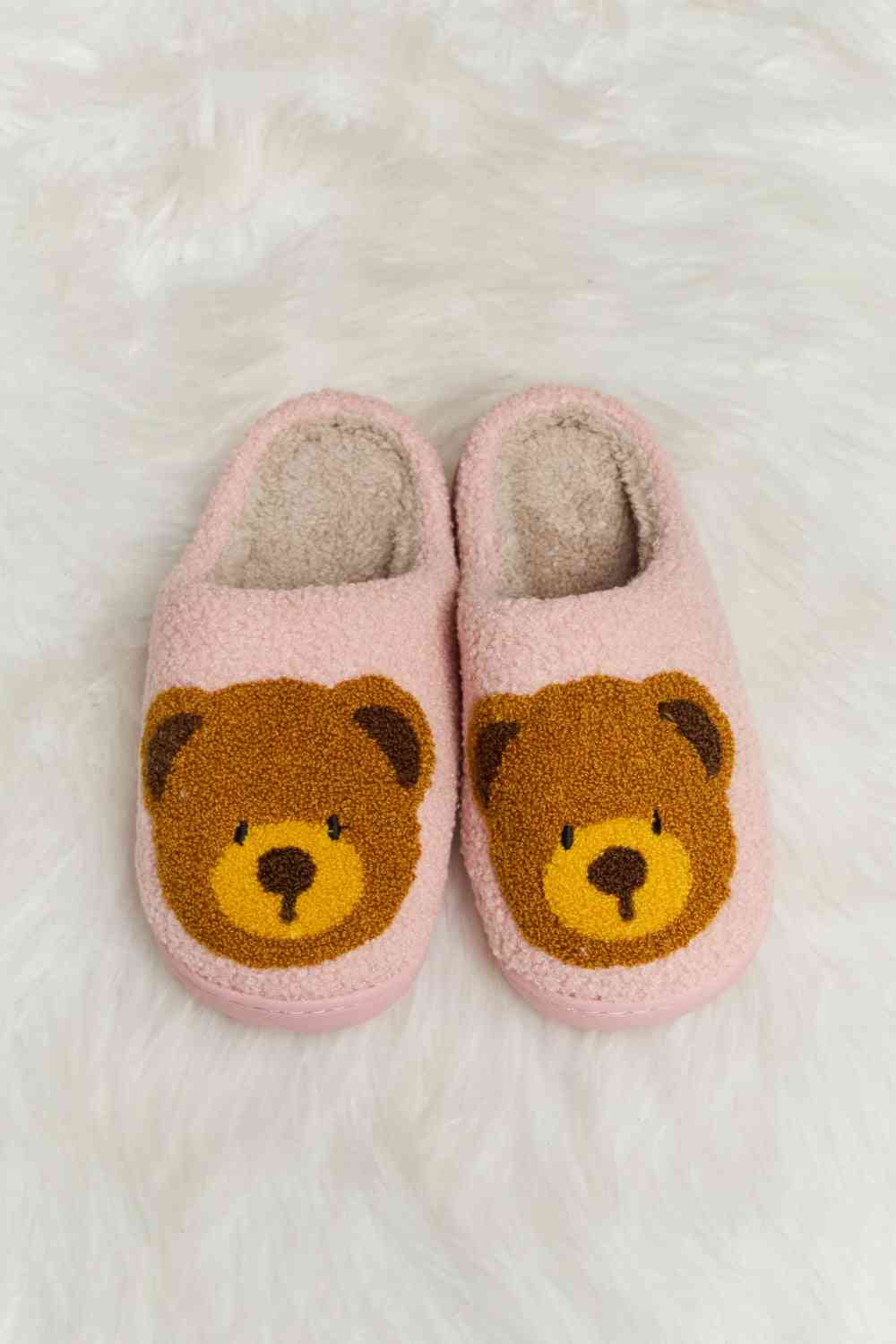 Pantuflas tipo chanclas de felpa con estampado de osito de peluche Melody