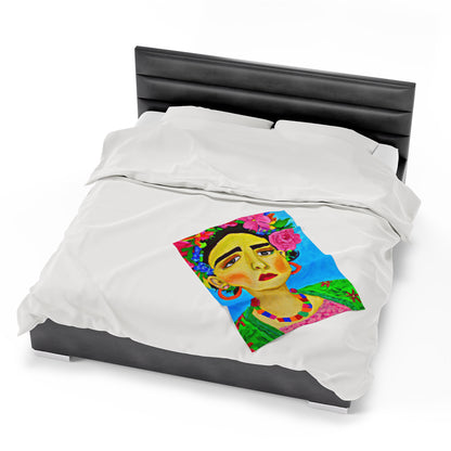 "Fierce and Free: Un tributo a las mujeres mexicanas inspirado en Frida Kahlo" - The Alien Velveteen Plush Blanket