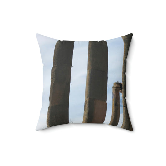 "Lost in Ancient Ruins: A Wanderlust Odyssey" - The Alien Square Pillow