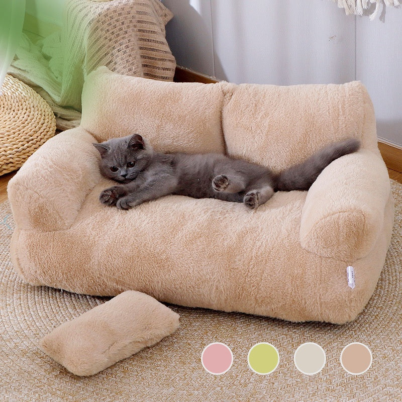 Luxus Katze Bett Sofa Winter Warme Katze Nest Haustier Bett Für Kleine Mittelgroße Hunde Katzen Komfortable Plüsch Welpen Bett Haustier liefert