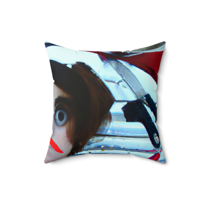 "Found Objects Self-Portrait" - The Alien Square Pillow