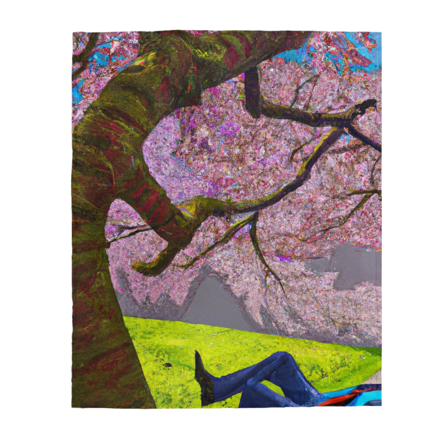 "A Moment of Calm Beneath the Cherry Blossoms" - The Alien Velveteen Plush Blanket