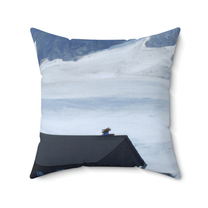 "Frozen Fears: A Haunted Glacier House" - The Alien Square Pillow