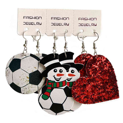 Set Pendientes Muñeco Nieve, Bola y Corazón