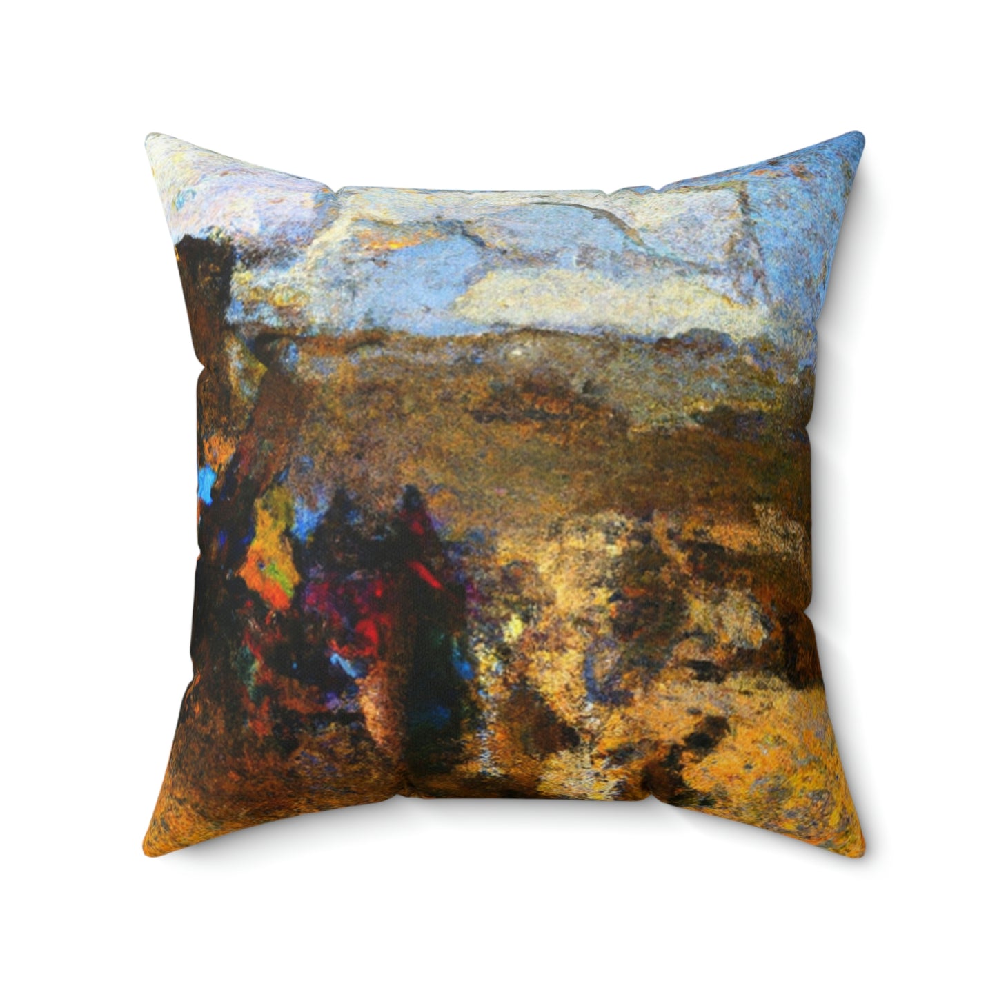 "Dusty Pilgrims at the Forgotten Shrine" - The Alien Square Pillow