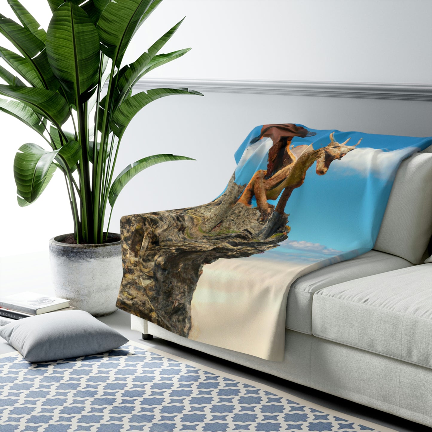 "Dragon Throne of ancients" - The Alien Sherpa Fleece Blanket