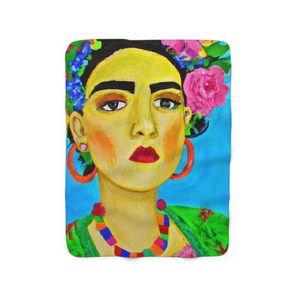 "Fierce and Free: A Frida Kahlo-Inspired Tribute to Mexican Women" - The Alien Sherpa Fleece Blanket