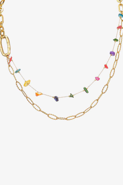 Multicolored Stone Double-Layered Necklace