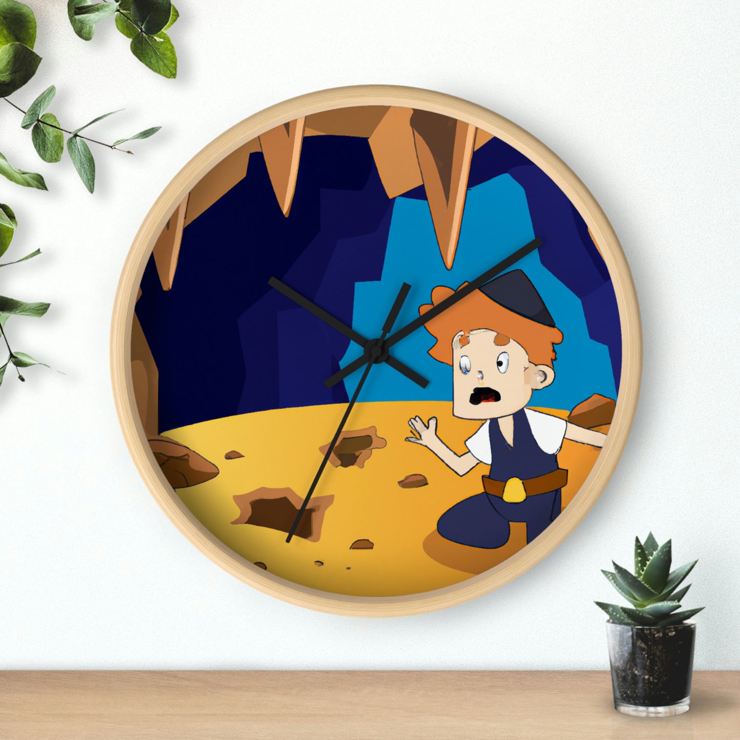 "The Mysterious Cave of the Brave Explorer" - The Alien Wall Clock