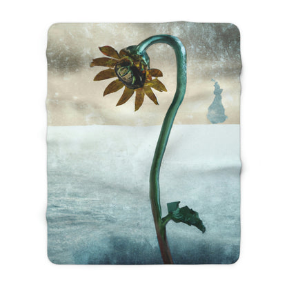 "Fighting the Frost: A Flower's Story" - The Alien Sherpa Fleece Blanket