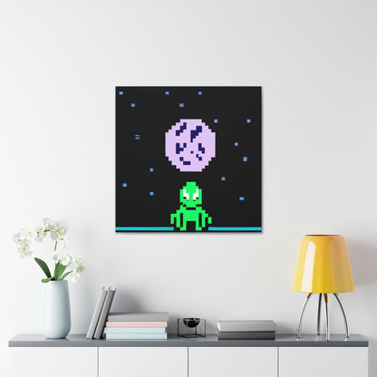 "Lonely Witness of the Night Sky" - The Alien Canva Pixel Art