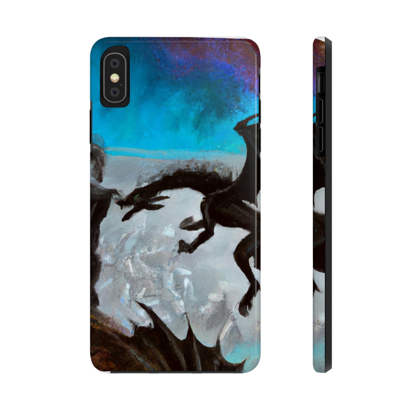 "Clash of Fire and Steel on the Moonlit Cliff" - The Alien Tough Phone Cases