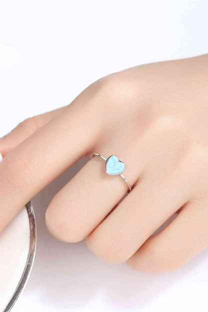 Anillo de plata de ley 925 con corazón de ópalo