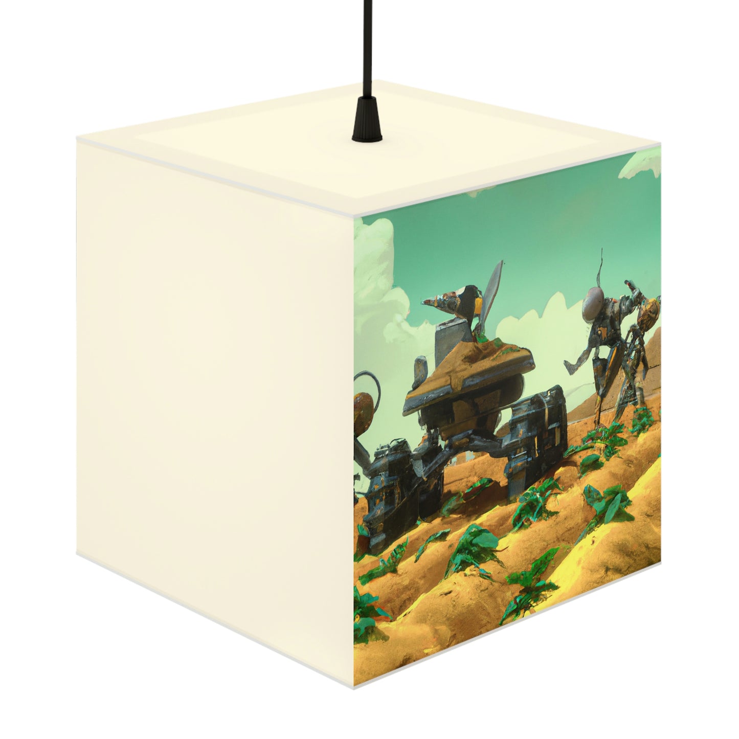 "Harvesting Hope: A Post-Apocalyptic Tale of Robot Farmers" - The Alien Light Cube Lamp