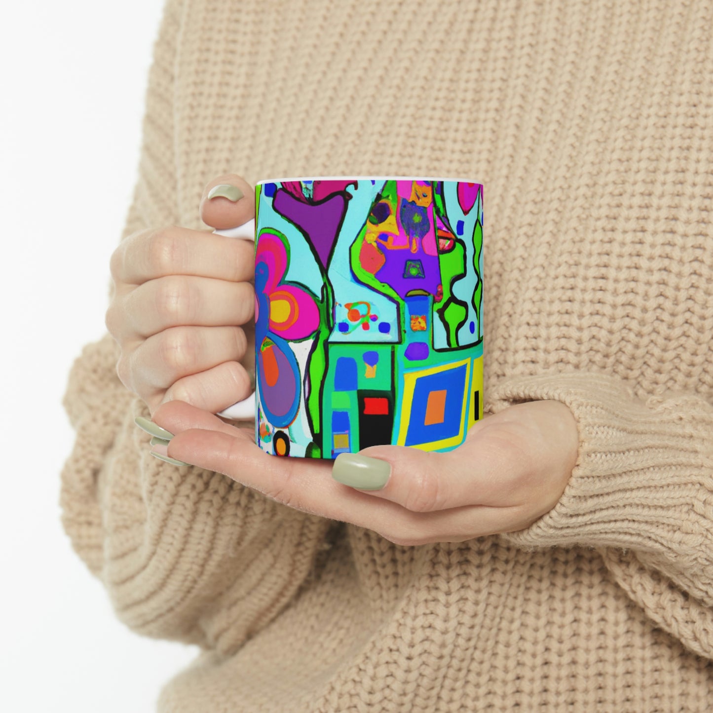 "A Mystical Garden of Rainbow Petals" - The Alien Ceramic Mug 11 oz