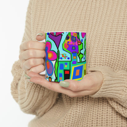 "A Mystical Garden of Rainbow Petals" - Taza de cerámica The Alien 11 oz