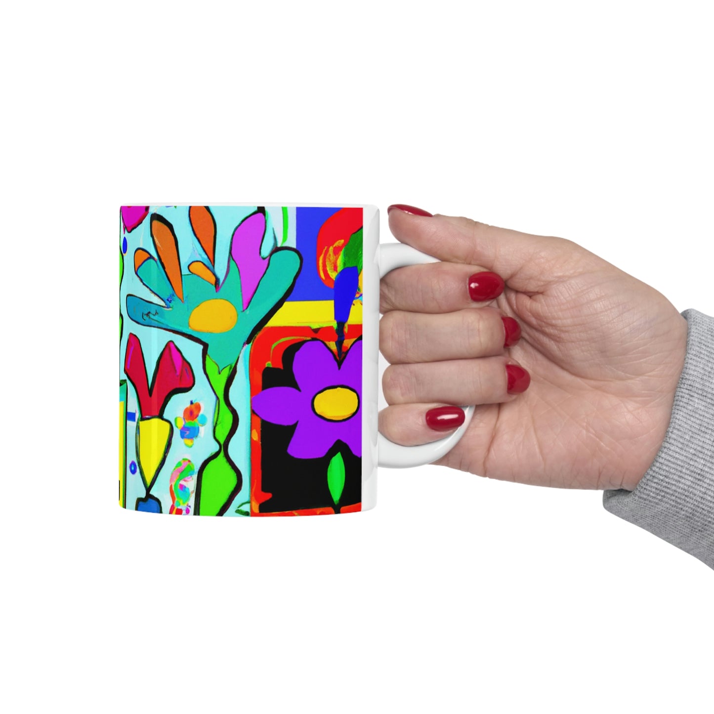 "A Mystical Garden of Rainbow Petals" - The Alien Ceramic Mug 11 oz