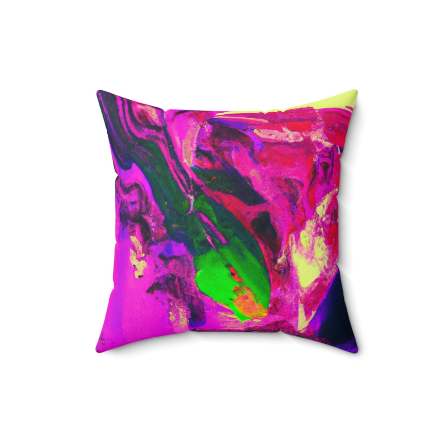 Mystical Madness: Crazy Colors in the Forgotten Cathedral - The Alien Square Pillow