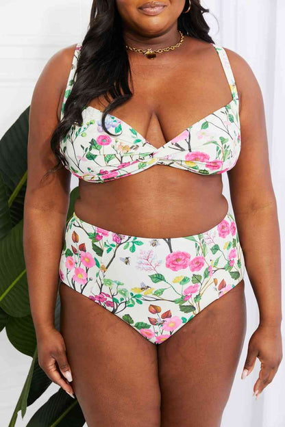 Bikini de talle alto color crema Take A Dip Twist de Marina West Swim