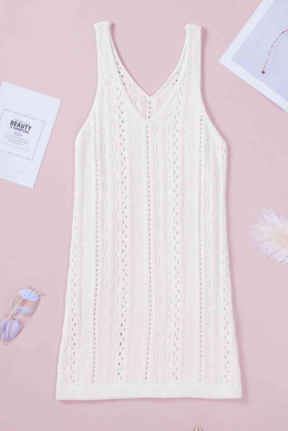 Openwork Sleeveless V-Neck Knit Dress