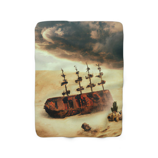 "Lost at Sea: Stranded On A Stormy Desert Island" - The Alien Sherpa Fleece Blanket