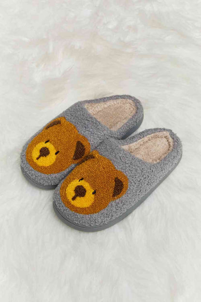 Pantuflas tipo chanclas de felpa con estampado de osito de peluche Melody