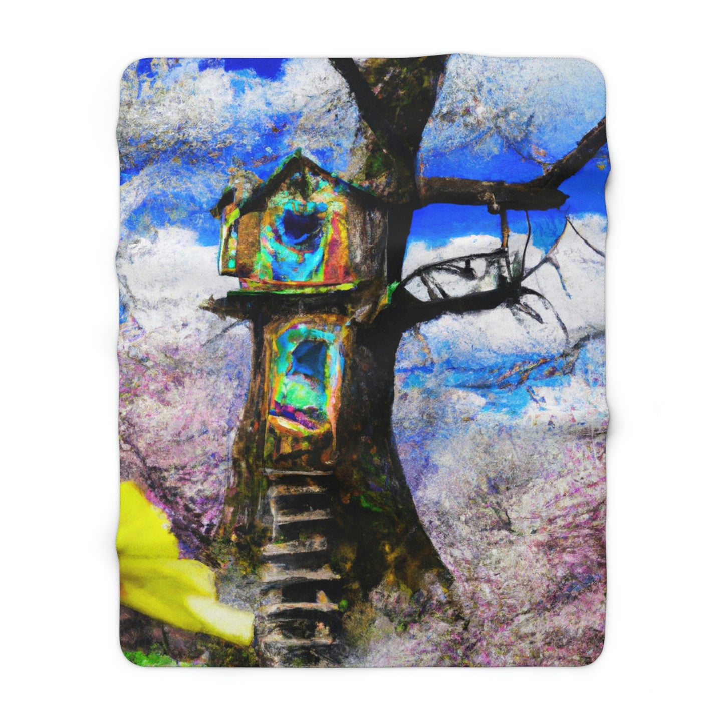 "Forgotten Secrets of the Springtime Forest" - The Alien Sherpa Fleece Blanket