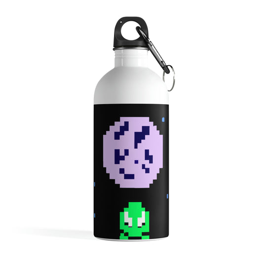 "Testigo solitario del cielo nocturno" - El alienígena Botella de agua de acero inoxidable Pixel Art