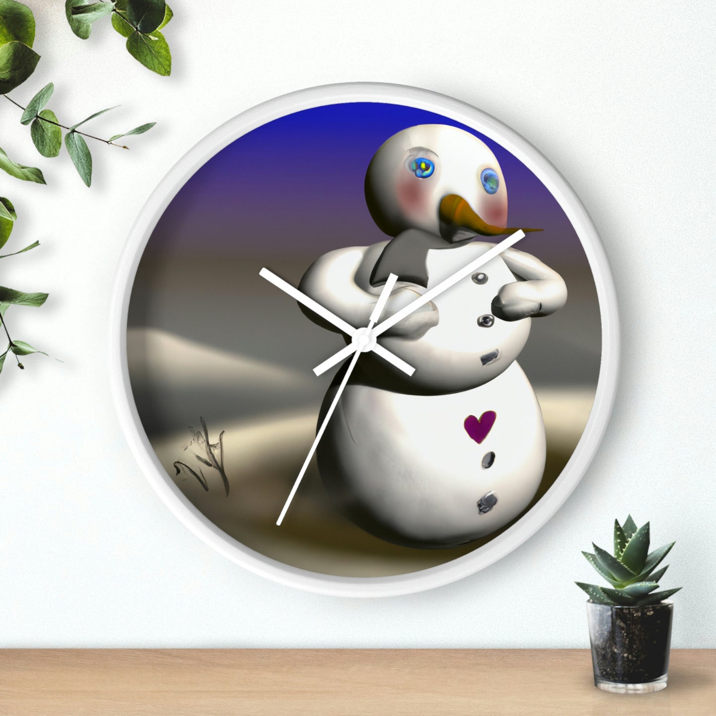 "Chilly But Hopeful: The Snowman's Quest For A Hug" - The Alien Wall Clock