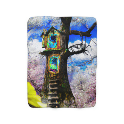 "Forgotten Secrets of the Springtime Forest" - The Alien Sherpa Fleece Blanket