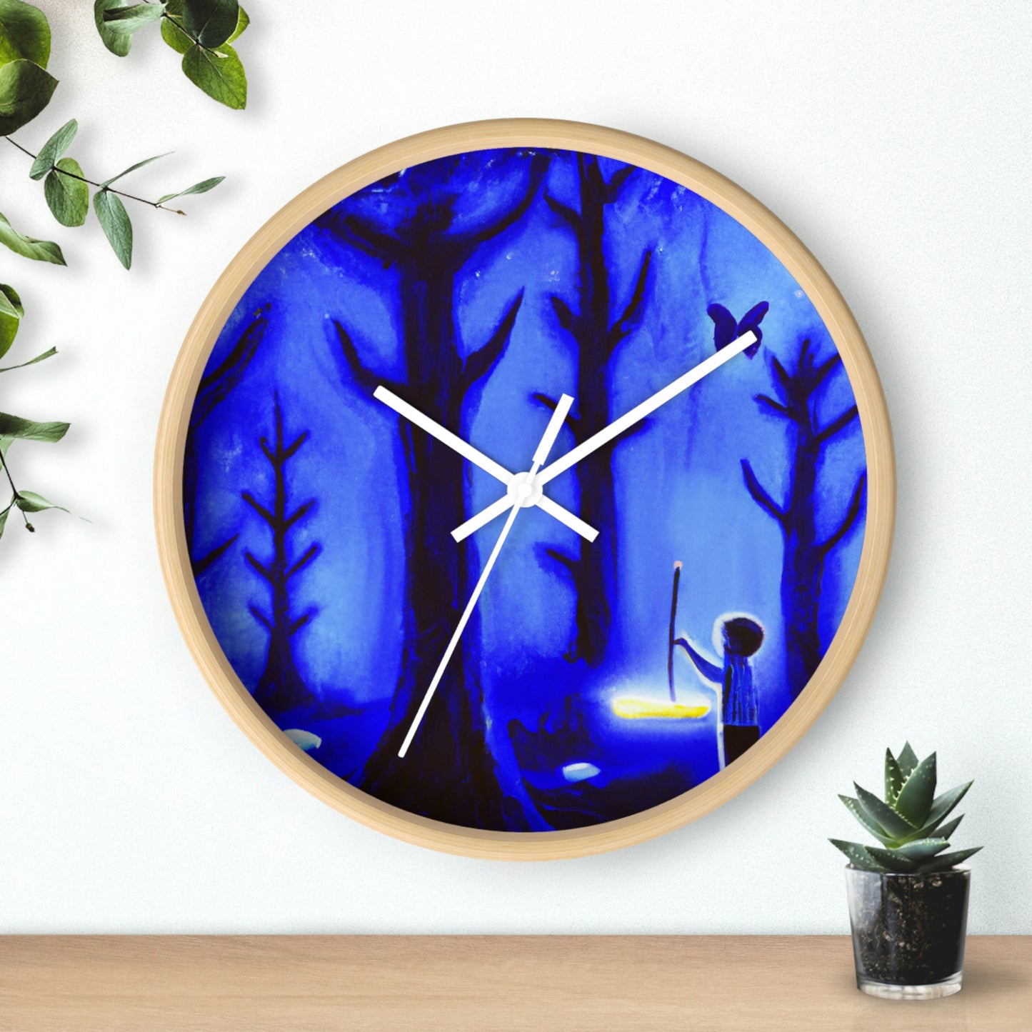 "Un viaje por el bosque iluminado por la luna" - El reloj de pared alienígena