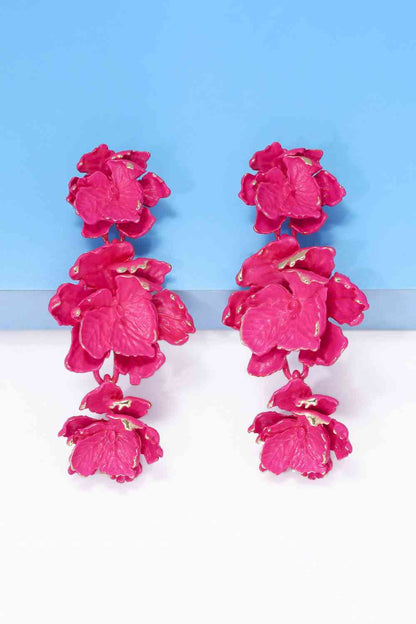 Flower Shape Zinc Alloy Dangle Earrings