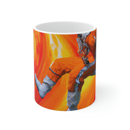 "Journeying in the Burning Orange Galaxy" - The Alien Ceramic Mug 11 oz