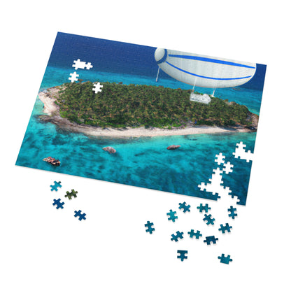 "Exploring Mystery Island by Airship" - The Alien Jigsaw Puzzle