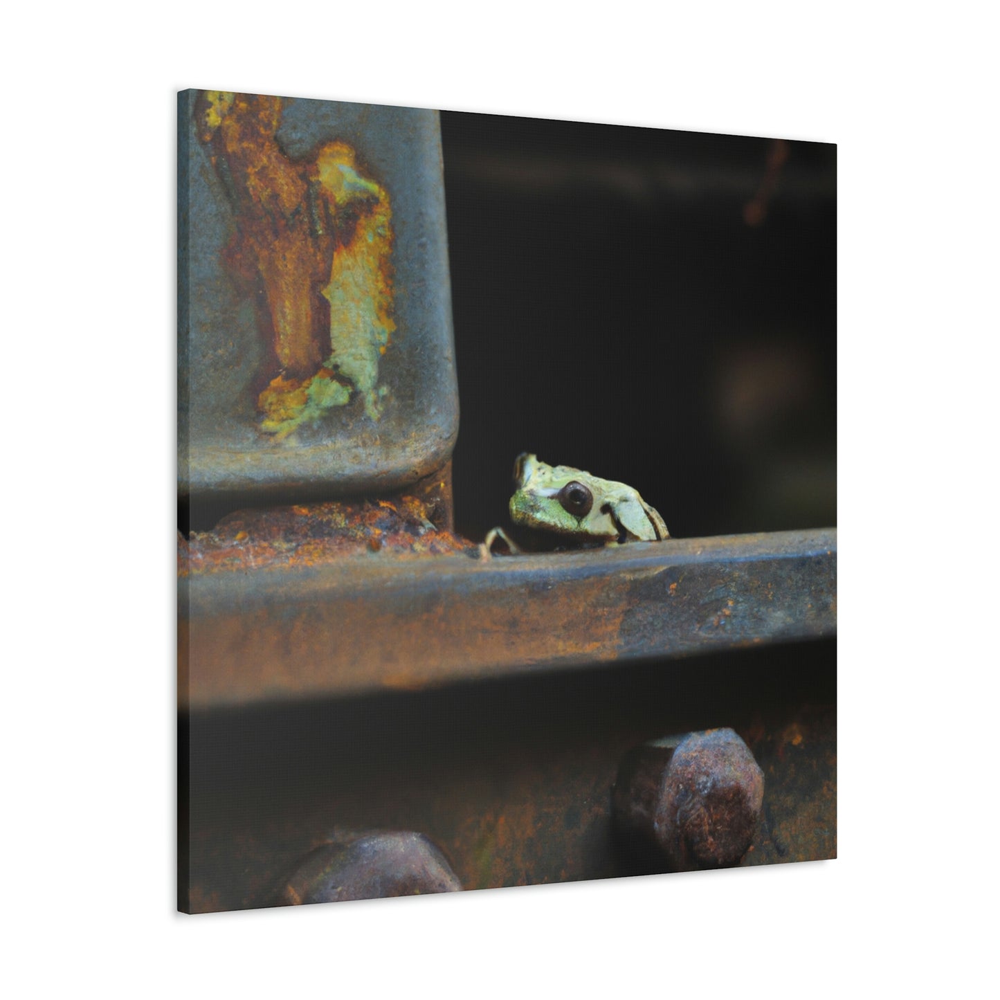 "A Tad Too Far: The Tale of a Train-Stuck Frog." - The Alien Canva