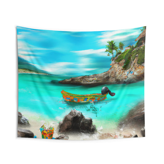 "Caribbean Fiesta on the Beach - A Digital Exploration of Mexican Culture" - The Alien Wall Tapestries