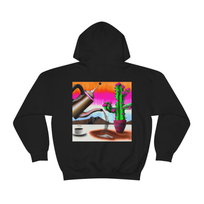 "An Awkward Caffeinated Moment: The Tale of a Bot and a Cactus" - The Alien Unisex Hoodie