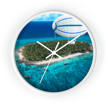 "Exploring Mystery Island by Airship" - The Alien Wall Clock